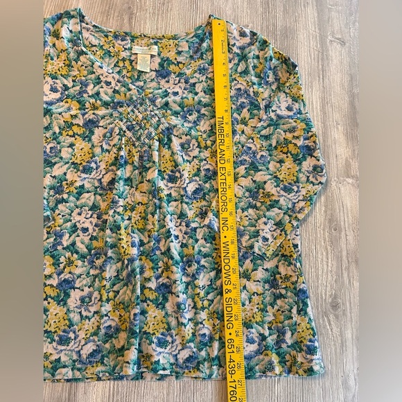 Caribbean Joe Multicolored Floral V-Neck Short Sleeve Pullover Top Women's Sz 2X - Picture 12 of 12
